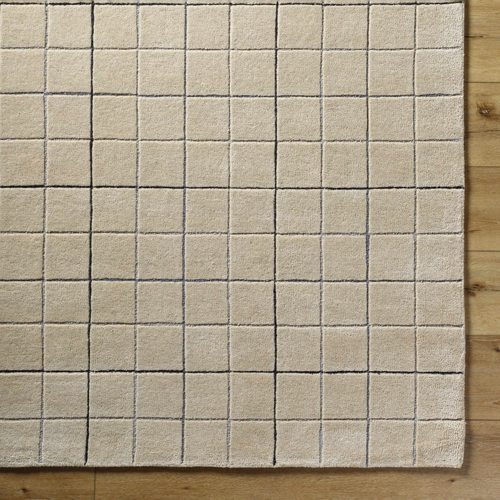 Hand Tufted Contemporary Pattern Tan And Black Wool Area Rug - The Rug Decor