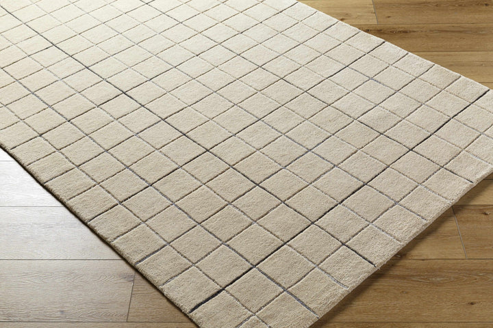 Hand Tufted Contemporary Pattern Tan And Black Wool Area Rug - The Rug Decor