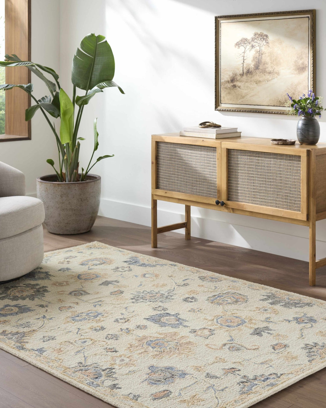 Hand Tufted Cream Traditional Oushak Design Wool Area Rug - The Rug Decor