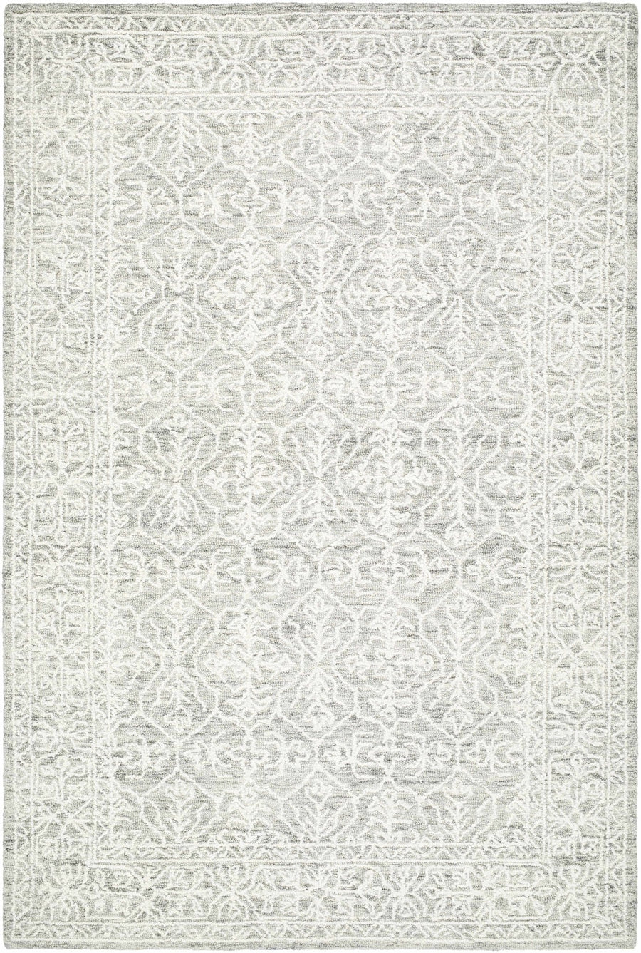 Hand Tufted Gray And Off White Traditional Wool Area Rug - The Rug Decor
