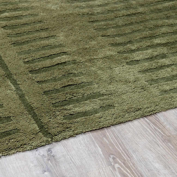 Hand Tufted Green Contemporary Style Wool Rug - The Rug Decor