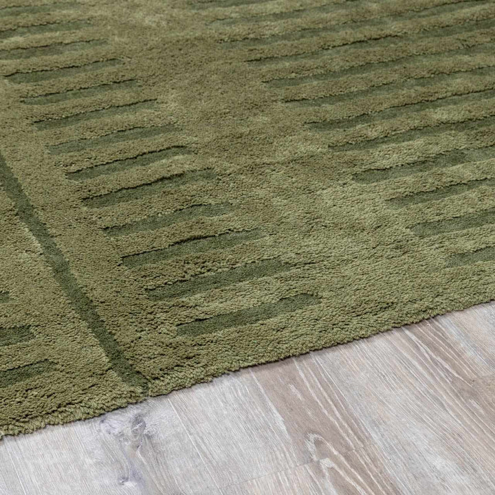 Hand Tufted Green Contemporary Style Wool Rug - The Rug Decor