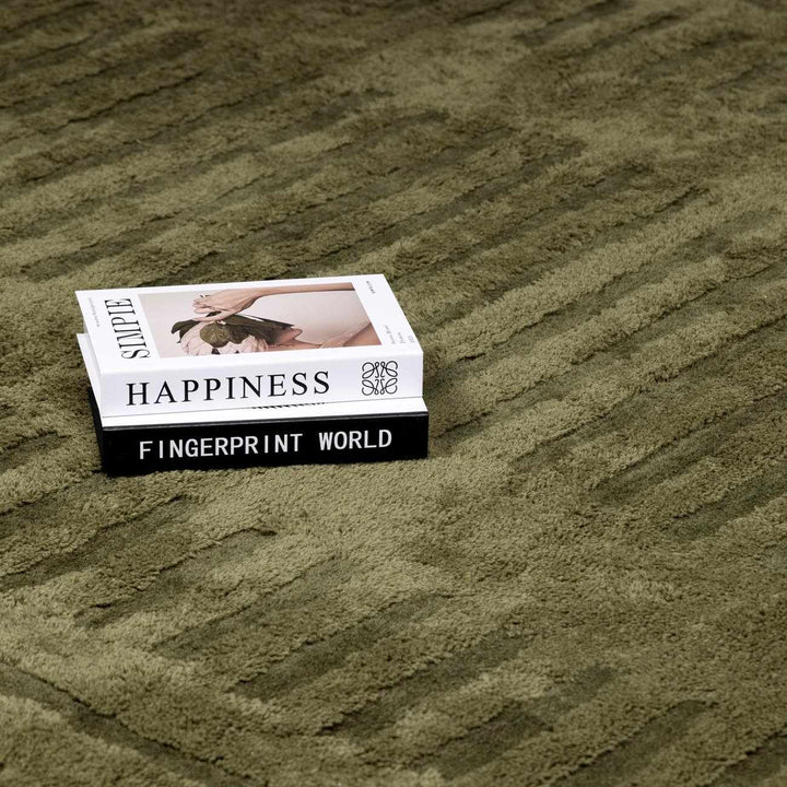 Hand Tufted Green Contemporary Style Wool Rug - The Rug Decor