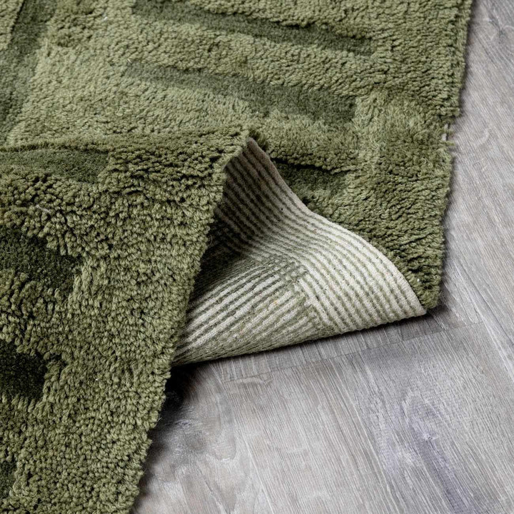 Hand Tufted Green Contemporary Style Wool Rug - The Rug Decor