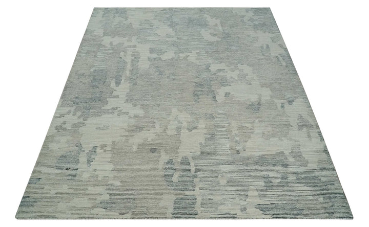 Hand Tufted Ivory, Beige and Charcoal Modern Abstract Design 8x10 Rug - The Rug Decor