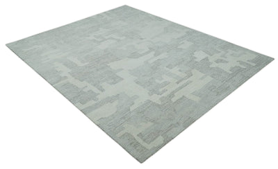 Hand Tufted Ivory, Silver and Blue Modern Abstract Custom Made wool Rug - The Rug Decor