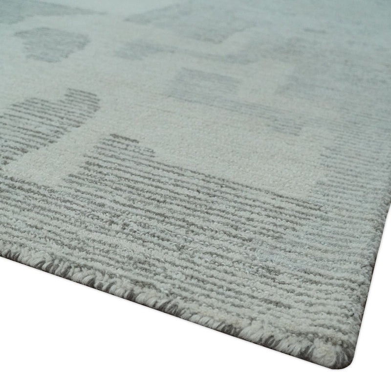 Hand Tufted Ivory, Silver and Blue Modern Abstract Custom Made wool Rug - The Rug Decor