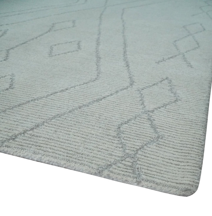 Hand Tufted Ivory Traditional Geometrical Moroccan Design Custom Made Rug - The Rug Decor