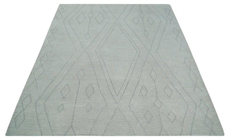 Hand Tufted Ivory Traditional Geometrical Moroccan Design Custom Made Rug - The Rug Decor