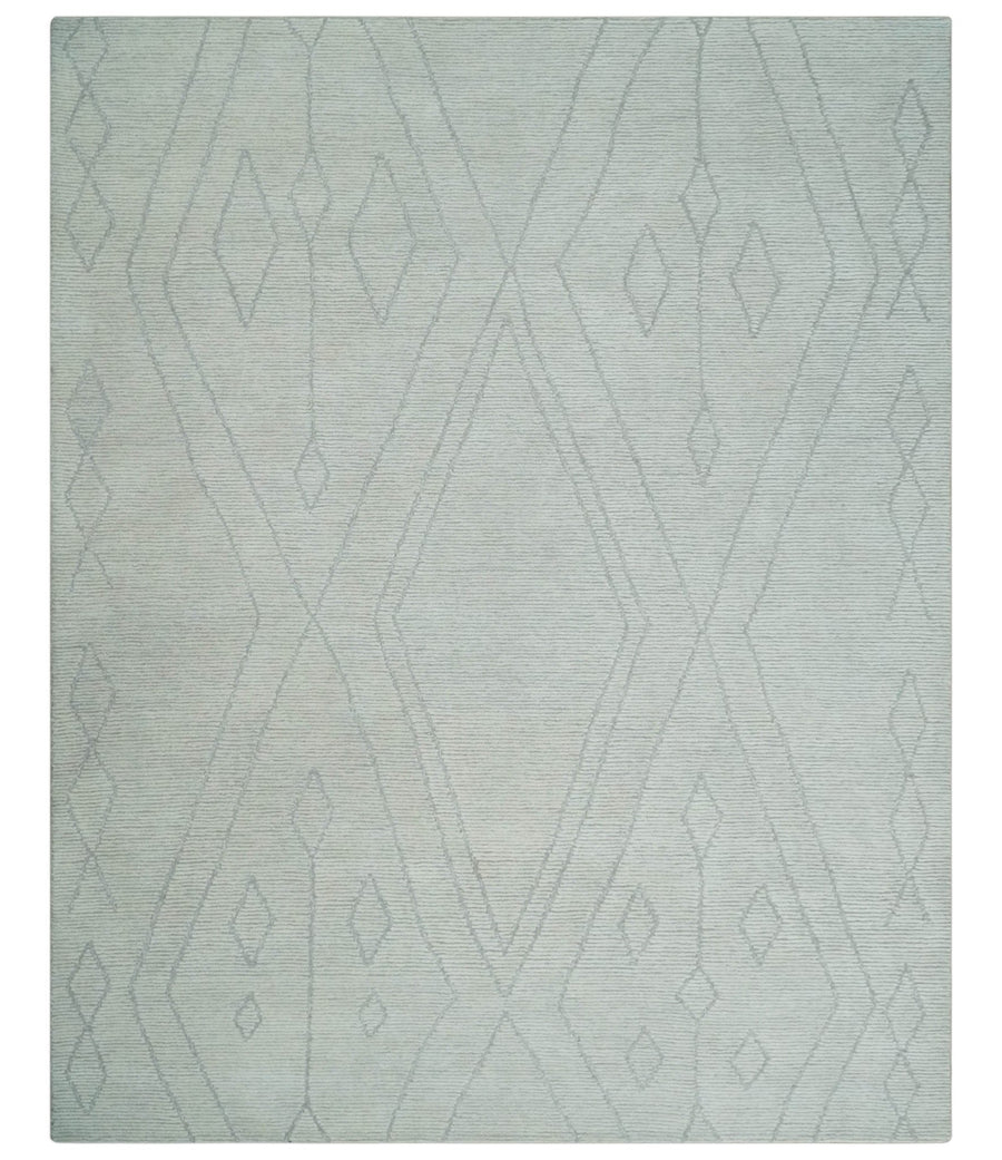 Hand Tufted Ivory Traditional Geometrical Moroccan Design Custom Made Rug - The Rug Decor