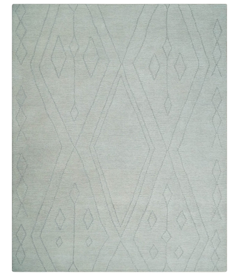 Hand Tufted Ivory Traditional Geometrical Moroccan Design Custom Made Rug - The Rug Decor