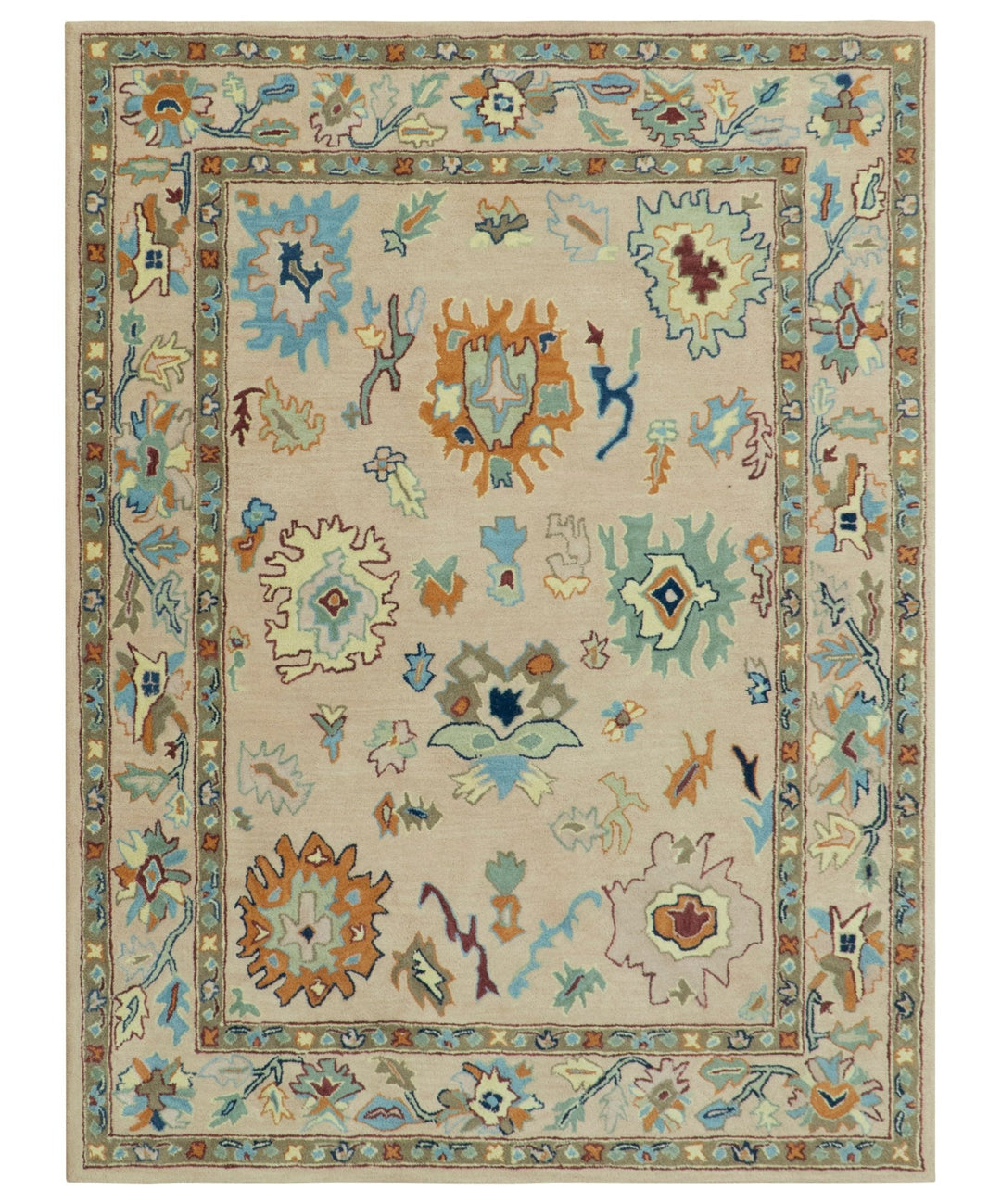 Hand Tufted Pink Peach and Gold Modern Colorful Oushak Rug, Kids, Living Room and Bedroom Rug | TRD6461 - The Rug Decor