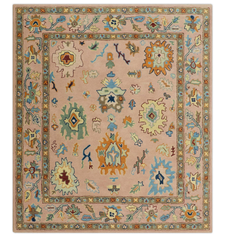 Hand Tufted Pink Peach and Gold Modern Colorful Oushak Rug, Kids, Living Room and Bedroom Rug | TRD6461 - The Rug Decor