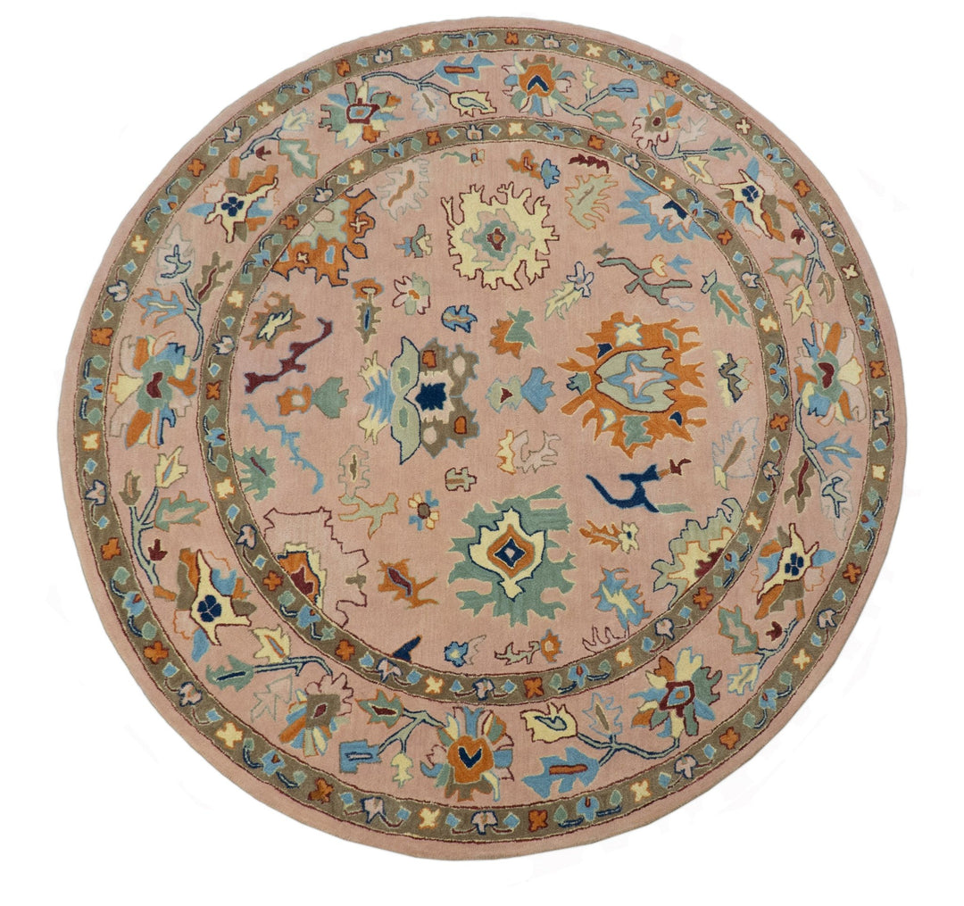 Hand Tufted Pink Peach and Gold Modern Colorful Oushak Rug, Kids, Living Room and Bedroom Rug | TRD6461 - The Rug Decor