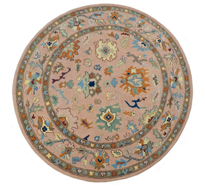 Hand Tufted Pink Peach and Gold Modern Colorful Oushak Rug, Kids, Living Room and Bedroom Rug | TRD6461 - The Rug Decor
