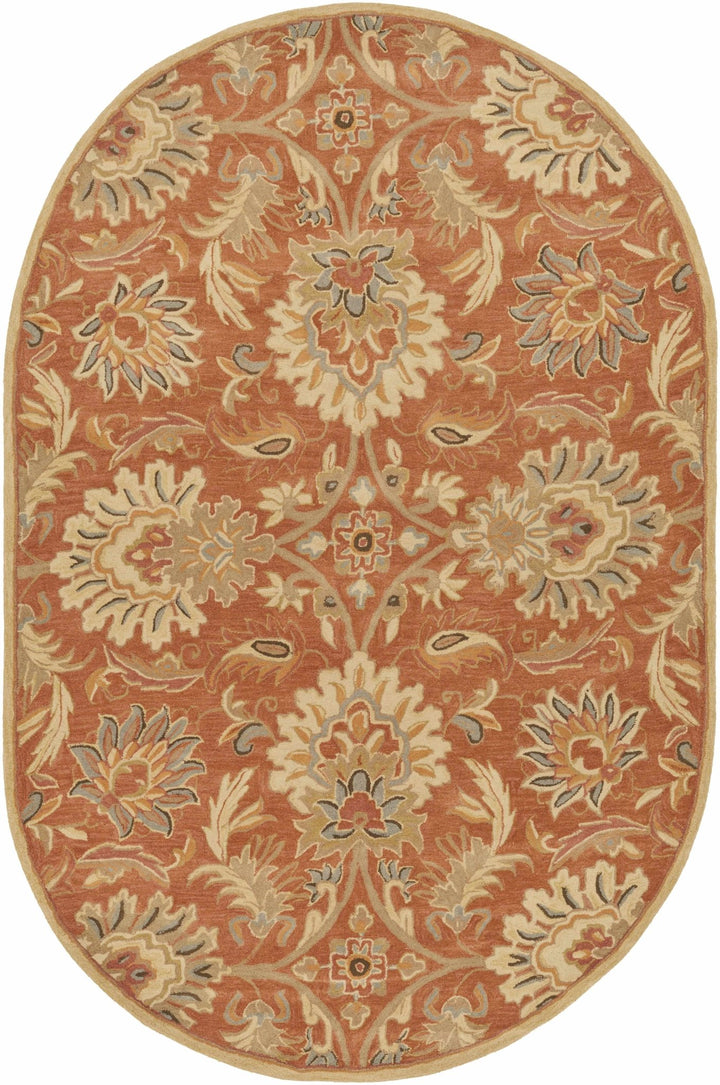 Hand Tufted Rust And Beige Traditional Floral Wool Area Rug - The Rug Decor