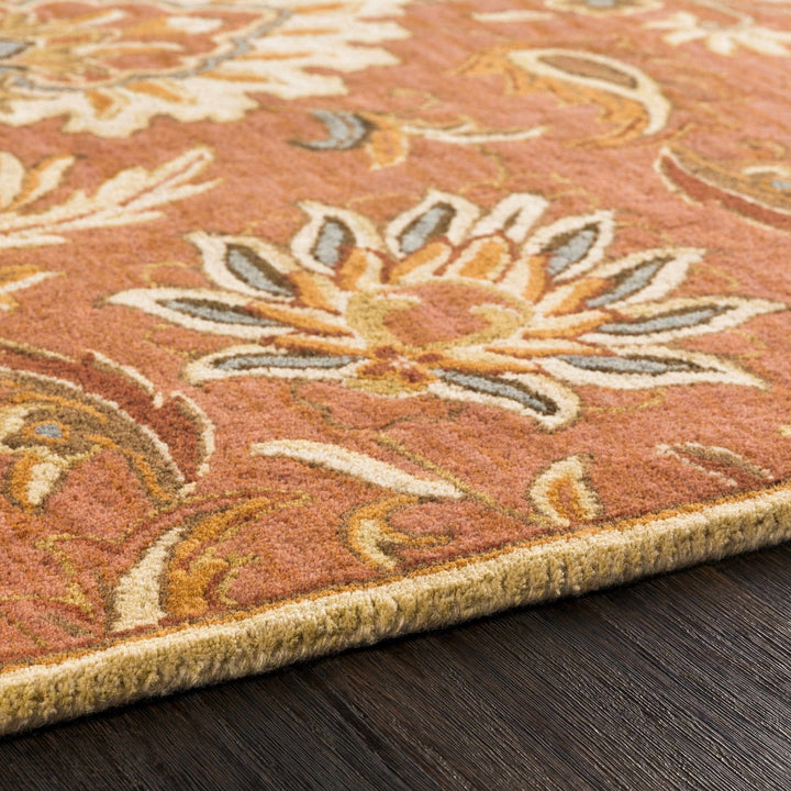 Hand Tufted Rust And Beige Traditional Floral Wool Area Rug - The Rug Decor