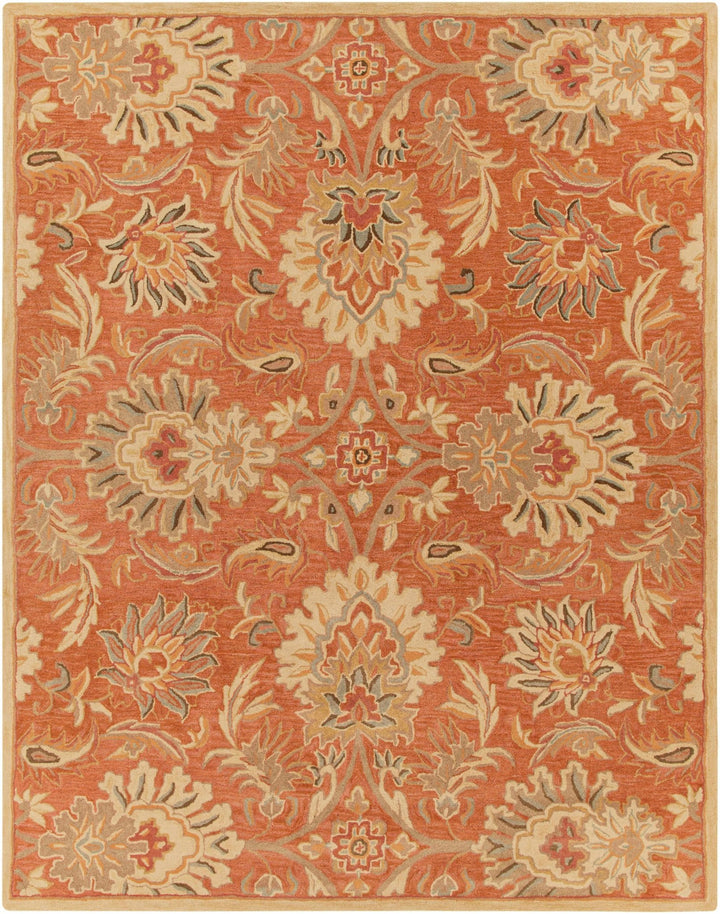 Hand Tufted Rust And Beige Traditional Floral Wool Area Rug - The Rug Decor