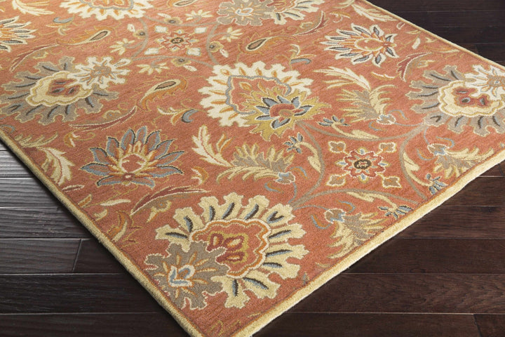 Hand Tufted Rust And Beige Traditional Floral Wool Area Rug - The Rug Decor