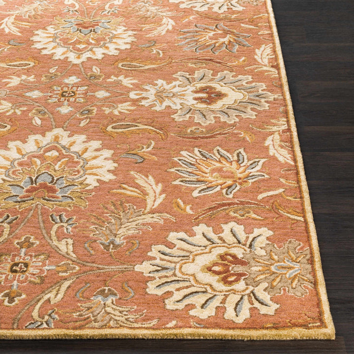 Hand Tufted Rust And Beige Traditional Floral Wool Area Rug - The Rug Decor