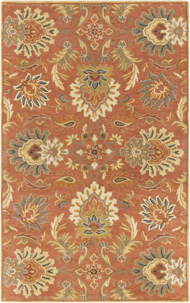 Hand Tufted Rust And Beige Traditional Floral Wool Area Rug - The Rug Decor