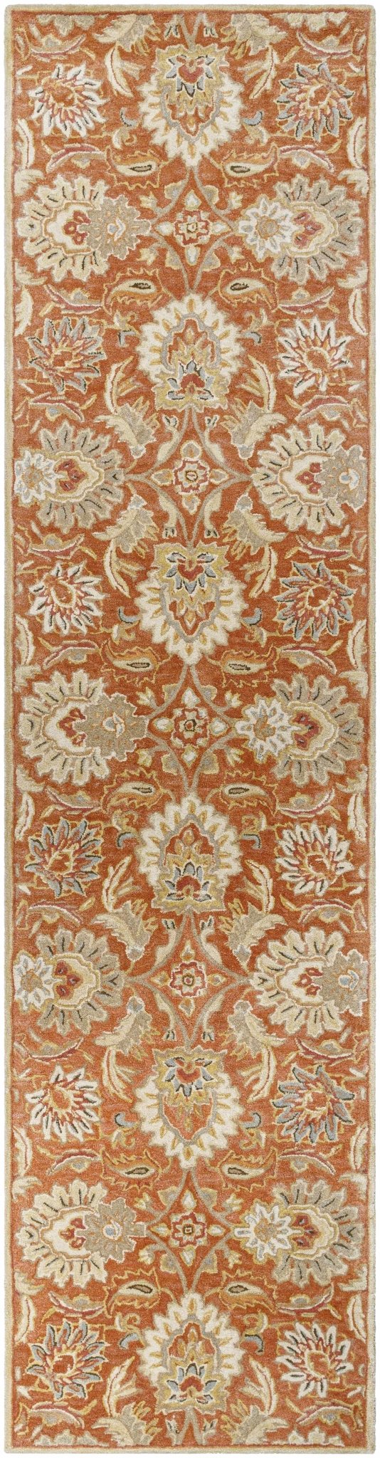 Hand Tufted Rust And Beige Traditional Floral Wool Area Rug - The Rug Decor