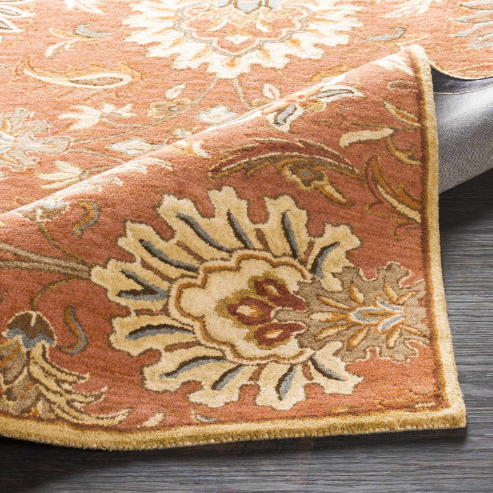 Hand Tufted Rust And Beige Traditional Floral Wool Area Rug - The Rug Decor