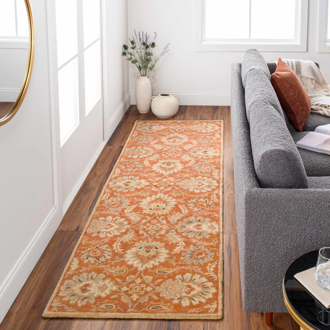 Hand Tufted Rust And Beige Traditional Floral Wool Area Rug - The Rug Decor