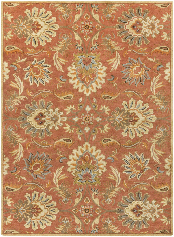 Hand Tufted Rust And Beige Traditional Floral Wool Area Rug - The Rug Decor