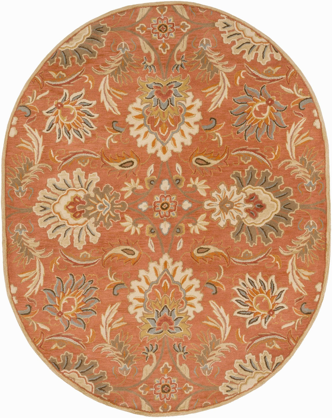 Hand Tufted Rust And Beige Traditional Floral Wool Area Rug - The Rug Decor