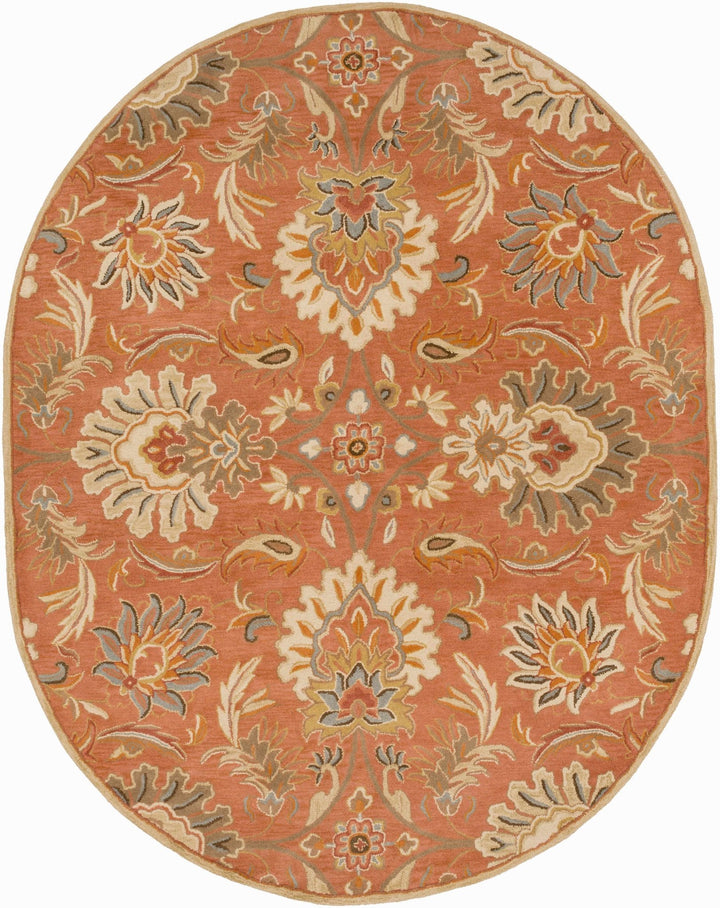 Hand Tufted Rust And Beige Traditional Floral Wool Area Rug - The Rug Decor