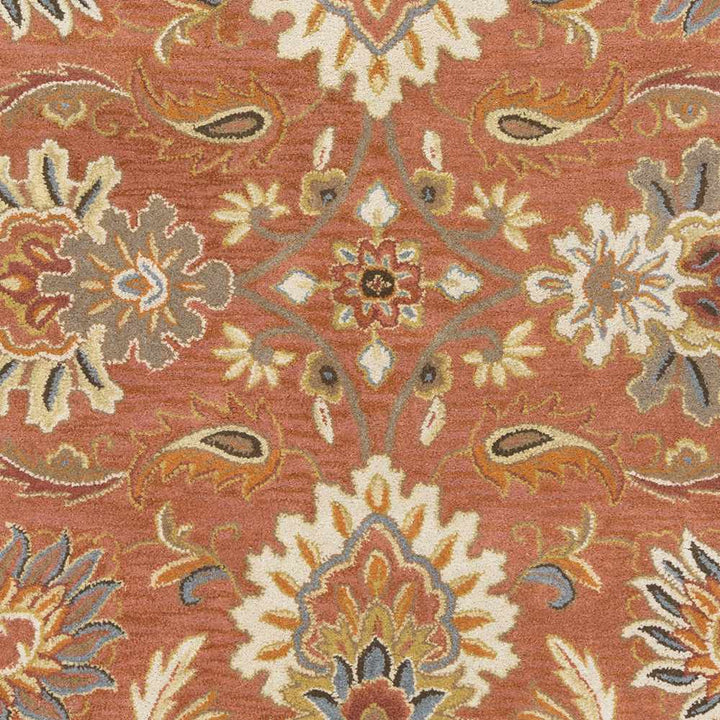 Hand Tufted Rust And Beige Traditional Floral Wool Area Rug - The Rug Decor