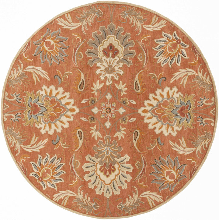 Hand Tufted Rust And Beige Traditional Floral Wool Area Rug - The Rug Decor