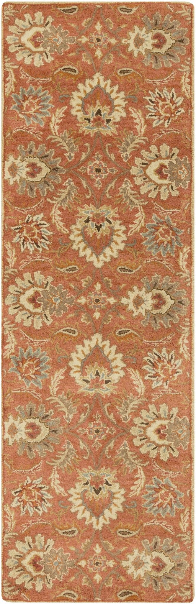 Hand Tufted Rust And Beige Traditional Floral Wool Area Rug - The Rug Decor