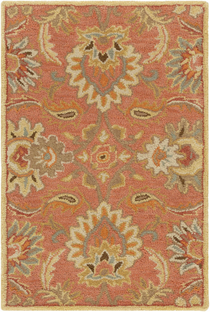 Hand Tufted Rust And Beige Traditional Floral Wool Area Rug - The Rug Decor