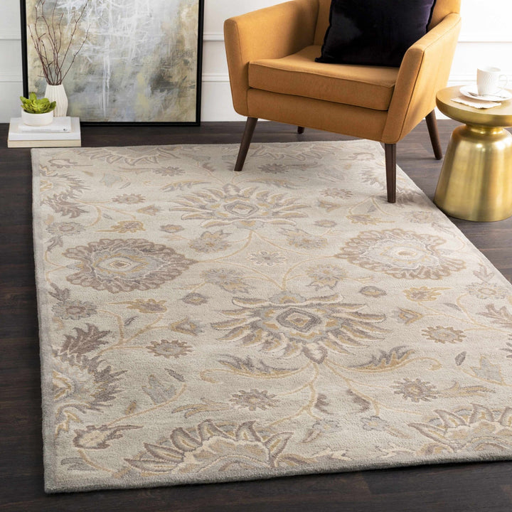 Hand Tufted Tan Traditional Style Wool Area Rug - The Rug Decor