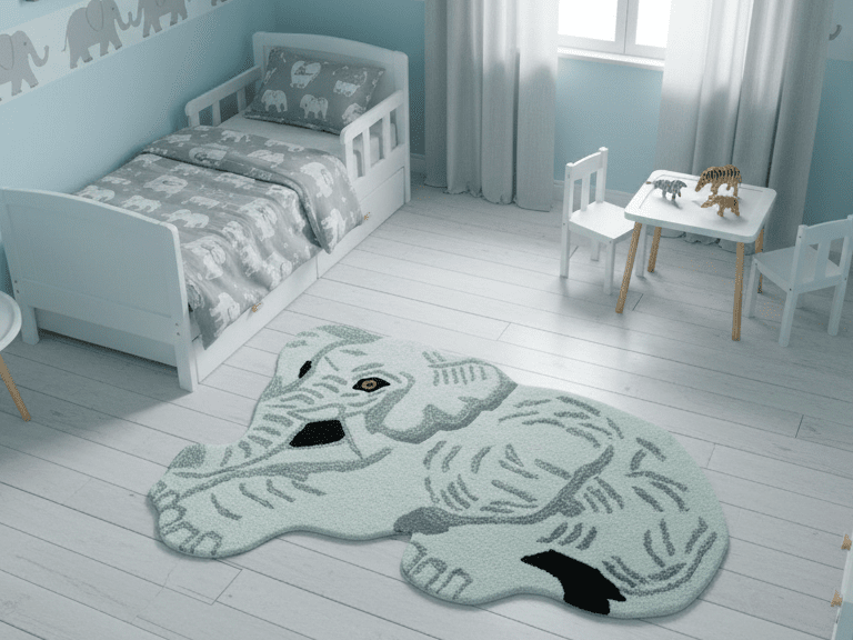 Hand Tufted White Animal Elephant 2x3 Wool Area Rug - The Rug Decor