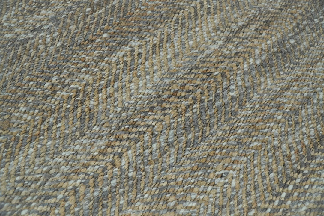 Ready to Ship 6x9 Hand Woven Gray And Brown Jute and Wool Rug