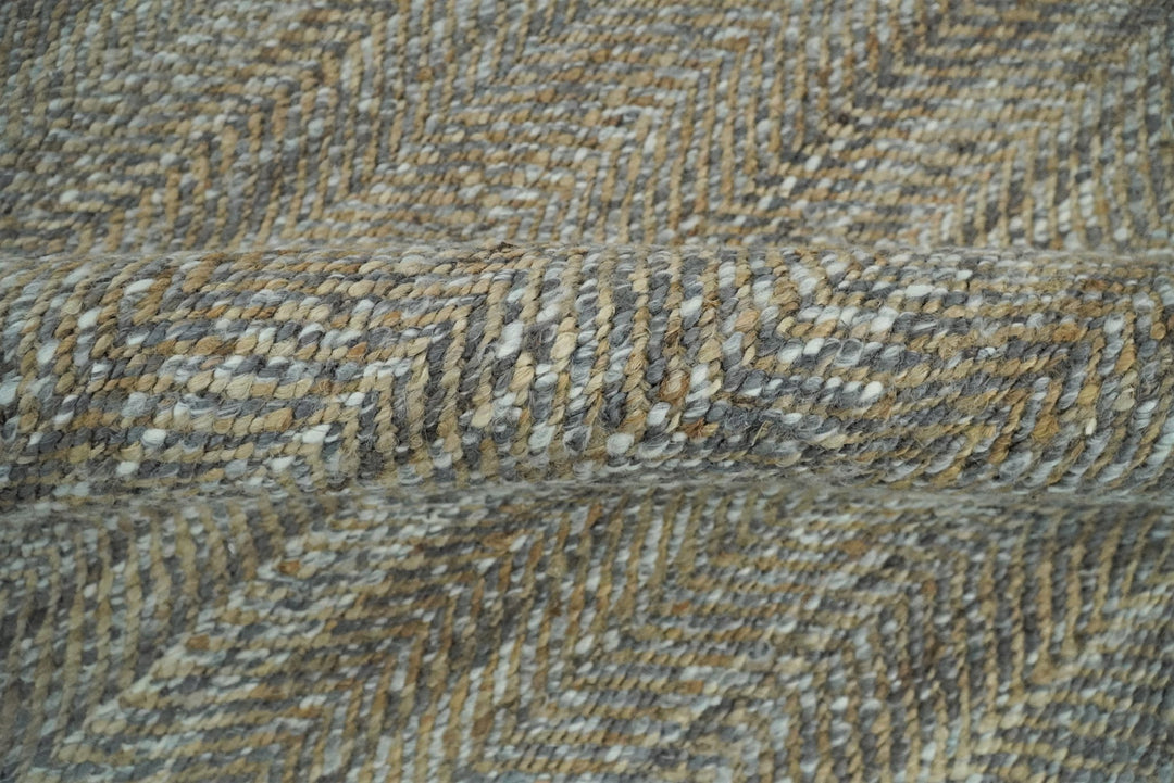 Ready to Ship 6x9 Hand Woven Gray And Brown Jute and Wool Rug