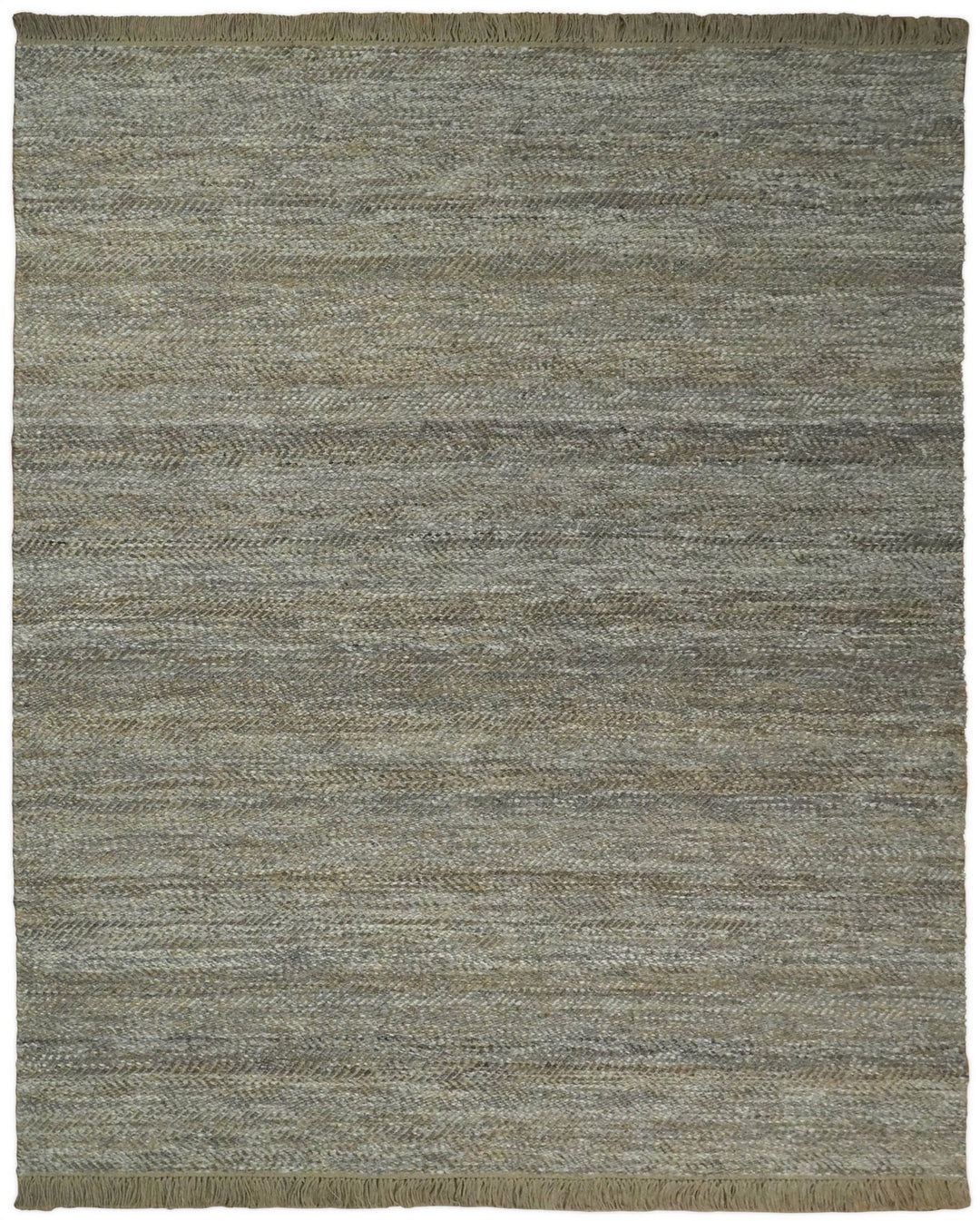 Ready to Ship 9x12 Hand Woven Gray And Brown Jute and Wool Rug
