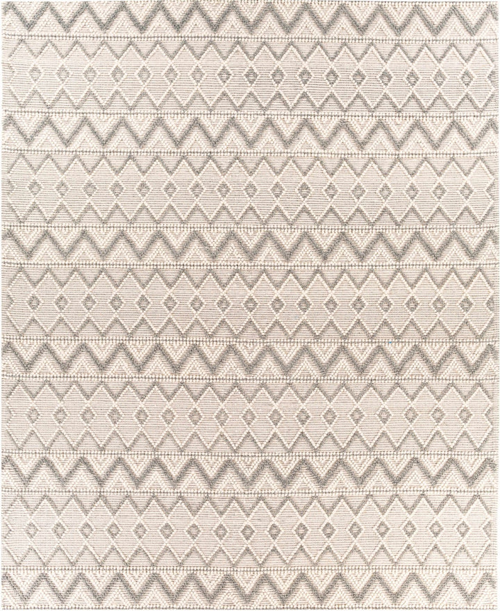 Hand Woven Beige and Gray Chevron Tasseled Texture Wool Area Rug - The Rug Decor