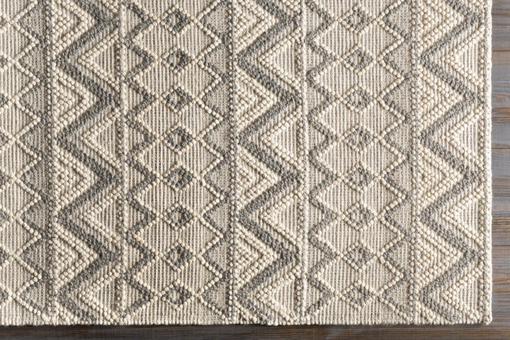 Hand Woven Beige and Gray Chevron Tasseled Texture Wool Area Rug - The Rug Decor