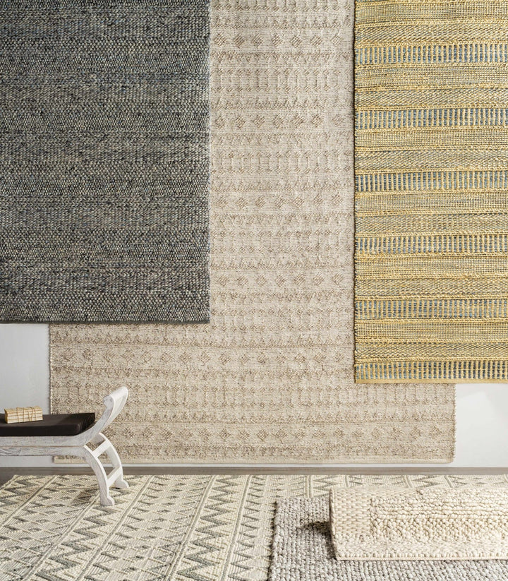 Hand Woven Beige and Gray Chevron Tasseled Texture Wool Area Rug - The Rug Decor