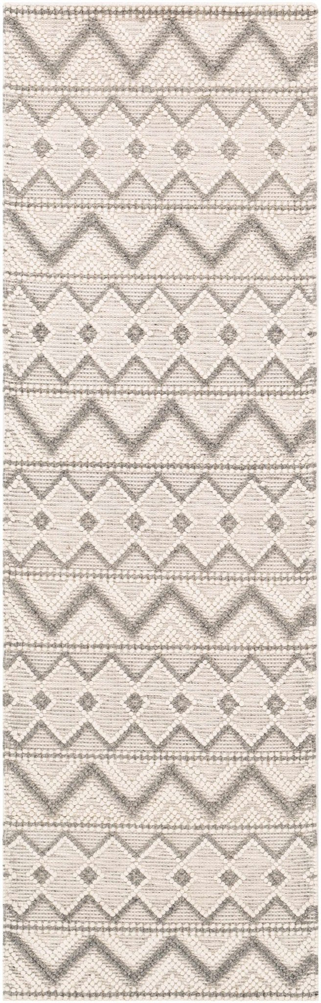 Hand Woven Beige and Gray Chevron Tasseled Texture Wool Area Rug - The Rug Decor