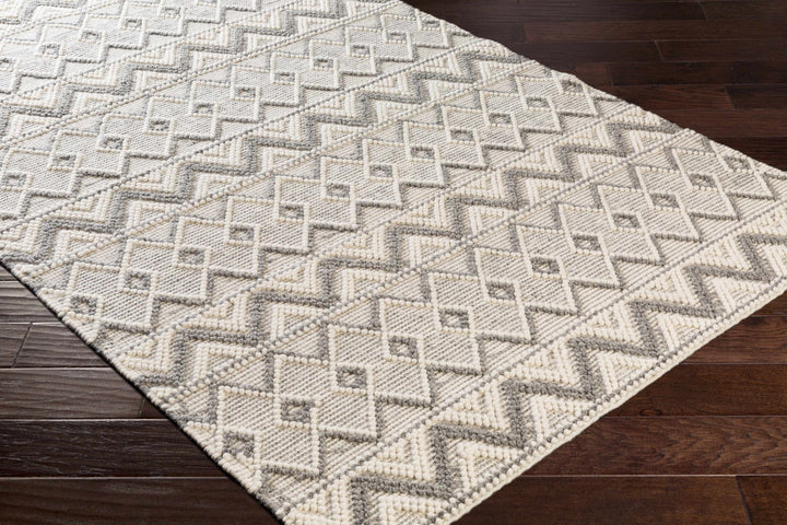 Hand Woven Beige and Gray Chevron Tasseled Texture Wool Area Rug - The Rug Decor