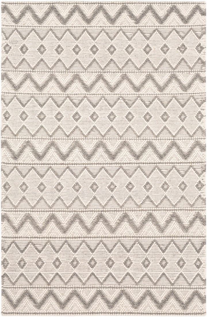 Hand Woven Beige and Gray Chevron Tasseled Texture Wool Area Rug - The Rug Decor