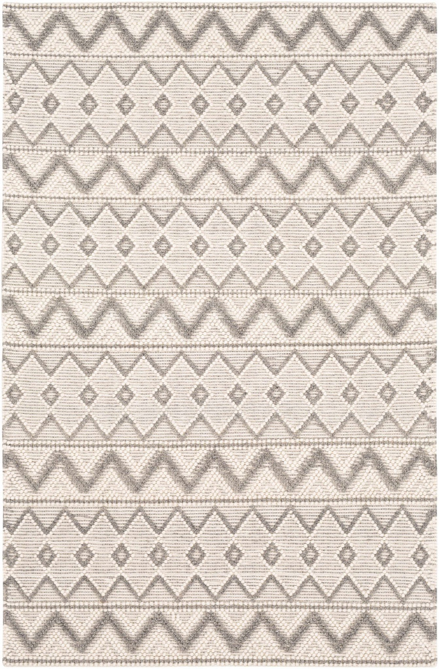 Hand Woven Beige and Gray Chevron Tasseled Texture Wool Area Rug - The Rug Decor