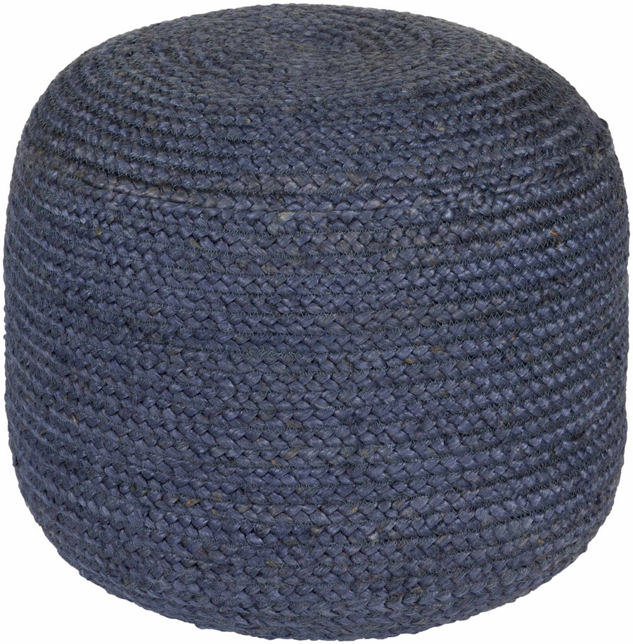 Hand Woven Blue Cylindrical Natural jute Pouf - The Rug Decor