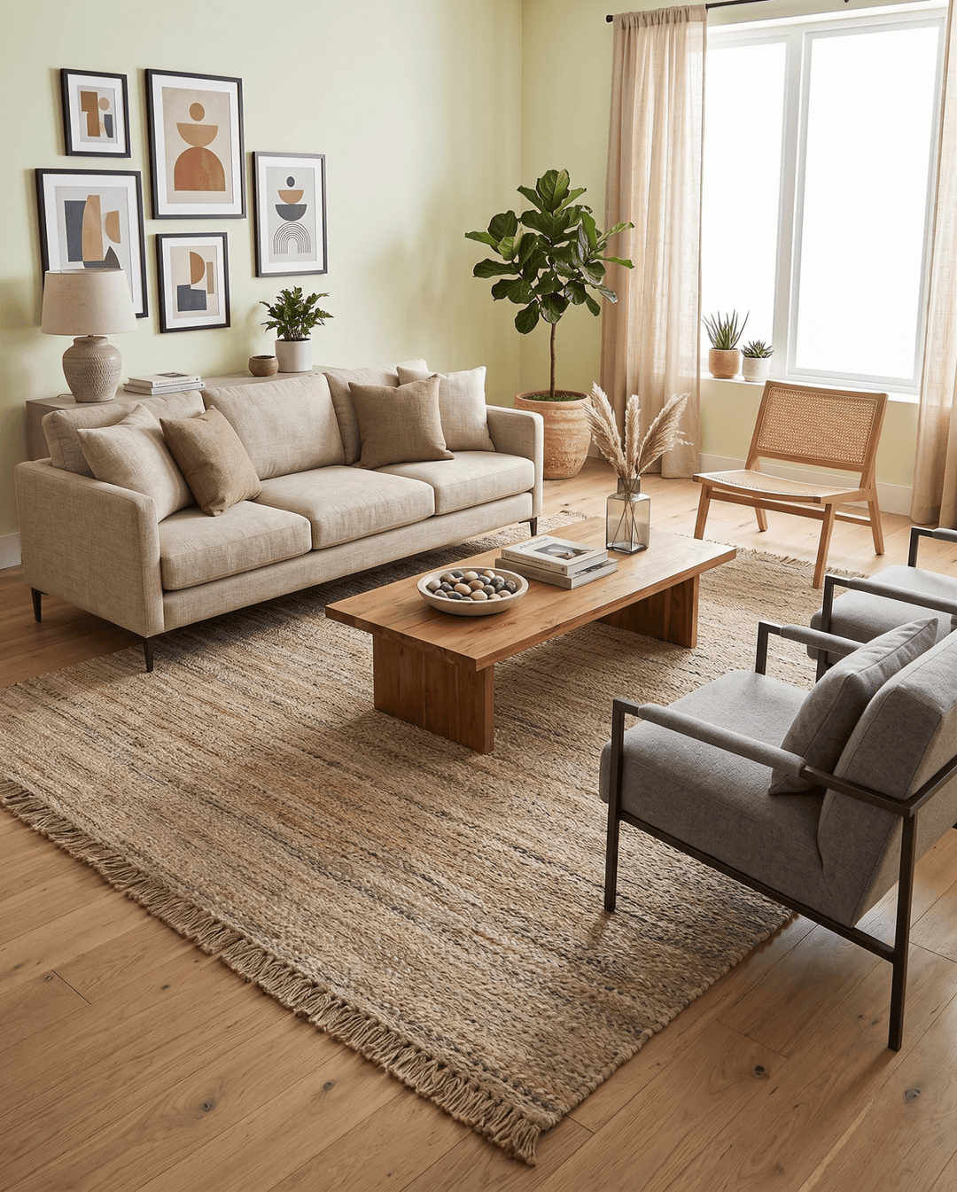 Hand Woven Brown Natural Jute and Wool Area Rug - The Rug Decor