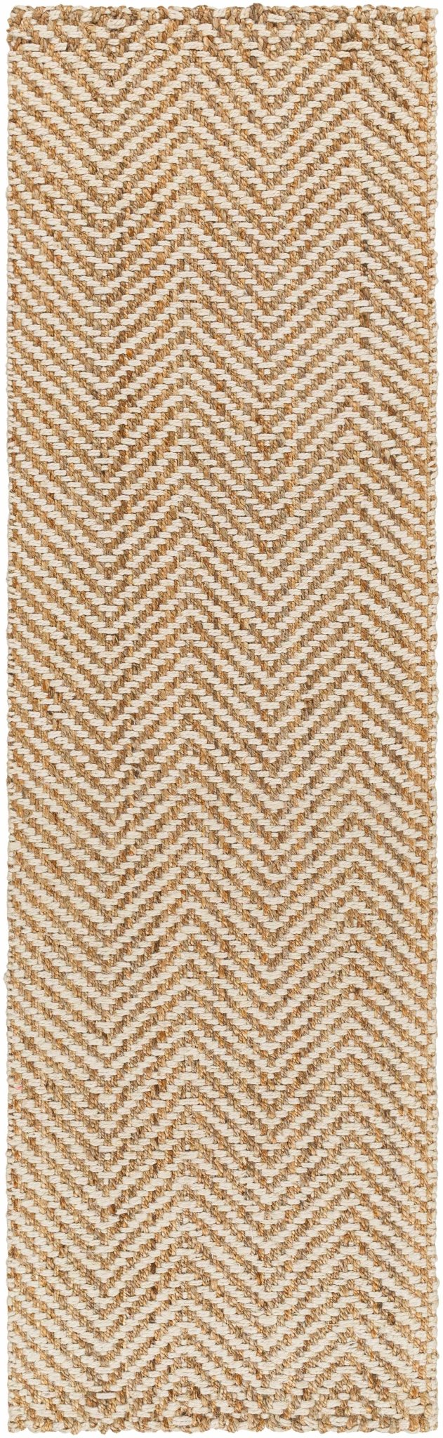 Hand Woven Ivory and Gold Textured Chevron Design Multi Size Jute Area Rug - The Rug Decor